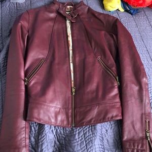 Real burgundy leather jacket